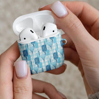 Aloha Hawaii Vintage Kahili Pa'a Lima AirPods Case Palaka Print Oceanic Turquoise