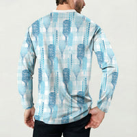 Aloha Hawaii Vintage Kahili Pa'a Lima Button Sweatshirt Palaka Print Oceanic Turquoise