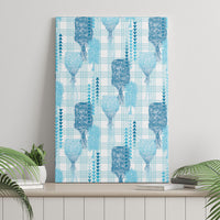 Aloha Hawaii Vintage Kahili Pa'a Lima Canvas Wall Art Palaka Print Oceanic Turquoise