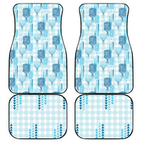 Aloha Hawaii Vintage Kahili Pa'a Lima Car Mats Palaka Print Oceanic Turquoise