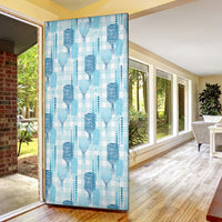 Aloha Hawaii Vintage Kahili Pa'a Lima Door Cover Palaka Print Oceanic Turquoise