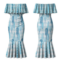 Aloha Hawaii Vintage Kahili Pa'a Lima Family Matching Mermaid Dress and Hawaiian Shirt Palaka Print Oceanic Turquoise