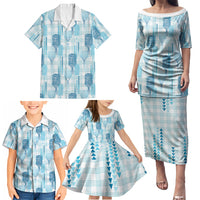 Aloha Hawaii Vintage Kahili Pa'a Lima Family Matching Puletasi and Hawaiian Shirt Palaka Print Oceanic Turquoise LT7 - Polynesian Pride