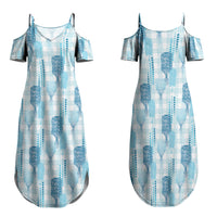 Aloha Hawaii Vintage Kahili Pa'a Lima Family Matching Summer Maxi Dress and Hawaiian Shirt Palaka Print Oceanic Turquoise LT7 Mom's Dress Turquoise - Polynesian Pride