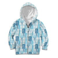Aloha Hawaii Vintage Kahili Pa'a Lima Kid Hoodie Palaka Print Oceanic Turquoise