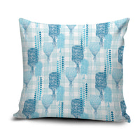 Aloha Hawaii Vintage Kahili Pa'a Lima Pillow Cover Palaka Print Oceanic Turquoise