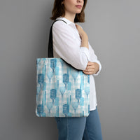 Aloha Hawaii Vintage Kahili Pa'a Lima Tote Bag Palaka Print Oceanic Turquoise