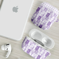 Aloha Hawaii Vintage Kahili Pa'a Lima AirPods Case Palaka Print Pastel Lavender