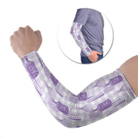 Aloha Hawaii Vintage Kahili Pa'a Lima Arm Sleeves Palaka Print Pastel Lavender