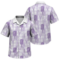 Aloha Hawaii Vintage Kahili Pa'a Lima Family Matching Off Shoulder Maxi Dress and Hawaiian Shirt Palaka Print Pastel Lavender LT7 Son's Shirt Lavender - Polynesian Pride