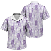 Aloha Hawaii Vintage Kahili Pa'a Lima Family Matching Off Shoulder Short Dress and Hawaiian Shirt Palaka Print Pastel Lavender LT7 Son's Shirt Lavender - Polynesian Pride