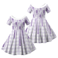 Aloha Hawaii Vintage Kahili Pa'a Lima Family Matching Puletasi and Hawaiian Shirt Palaka Print Pastel Lavender LT7 Daughter's Dress Lavender - Polynesian Pride