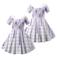 Aloha Hawaii Vintage Kahili Pa'a Lima Family Matching Short Sleeve Bodycon Dress and Hawaiian Shirt Palaka Print Pastel Lavender LT7 Daughter's Dress Lavender - Polynesian Pride