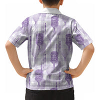 Aloha Hawaii Vintage Kahili Pa'a Lima Kid Hawaiian Shirt Palaka Print Pastel Lavender LT7 - Polynesian Pride