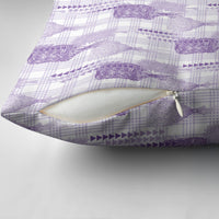 Aloha Hawaii Vintage Kahili Pa'a Lima Pillow Cover Palaka Print Pastel Lavender