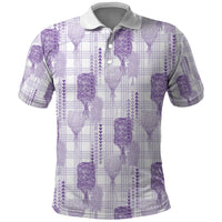 Aloha Hawaii Vintage Kahili Pa'a Lima Polo Shirt Palaka Print Pastel Lavender LT7 Lavender - Polynesian Pride