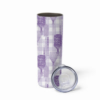Aloha Hawaii Vintage Kahili Pa'a Lima Skinny Tumbler Palaka Print Pastel Lavender