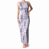 Aloha Hawaii Vintage Kahili Pa'a Lima Tank Maxi Dress Palaka Print Pastel Lavender LT7 Women Lavender - Polynesian Pride