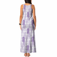 Aloha Hawaii Vintage Kahili Pa'a Lima Tank Maxi Dress Palaka Print Pastel Lavender LT7 - Polynesian Pride