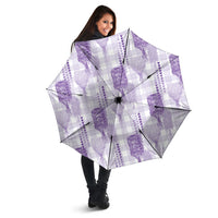 Aloha Hawaii Vintage Kahili Pa'a Lima Umbrella Palaka Print Pastel Lavender