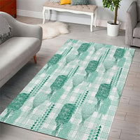 Aloha Hawaii Vintage Kahili Pa'a Lima Area Rug Palaka Print Mossy Teal
