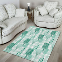 Aloha Hawaii Vintage Kahili Pa'a Lima Area Rug Palaka Print Mossy Teal