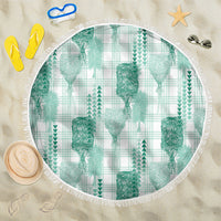 Aloha Hawaii Vintage Kahili Pa'a Lima Beach Blanket Palaka Print Mossy Teal