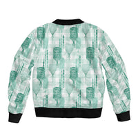 Aloha Hawaii Vintage Kahili Pa'a Lima Bomber Jacket Palaka Print Mossy Teal