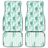 Aloha Hawaii Vintage Kahili Pa'a Lima Car Mats Palaka Print Mossy Teal