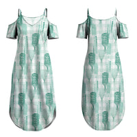 Aloha Hawaii Vintage Kahili Pa'a Lima Couples Matching Summer Maxi Dress and Long Sleeve Button Shirt Palaka Print Mossy Teal