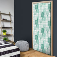 Aloha Hawaii Vintage Kahili Pa'a Lima Door Cover Palaka Print Mossy Teal