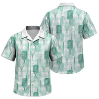 Aloha Hawaii Vintage Kahili Pa'a Lima Family Matching Off Shoulder Maxi Dress and Hawaiian Shirt Palaka Print Mossy Teal LT7 Son's Shirt Mossy Teal - Polynesian Pride