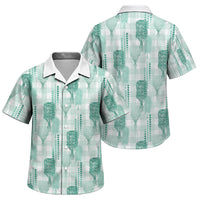 Aloha Hawaii Vintage Kahili Pa'a Lima Family Matching Short Sleeve Bodycon Dress and Hawaiian Shirt Palaka Print Mossy Teal LT7 Son's Shirt Mossy Teal - Polynesian Pride