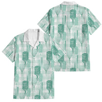 Aloha Hawaii Vintage Kahili Pa'a Lima Family Matching Summer Maxi Dress and Hawaiian Shirt Palaka Print Mossy Teal LT7 Dad's Shirt - Short Sleeve Mossy Teal - Polynesian Pride