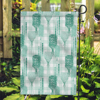 Aloha Hawaii Vintage Kahili Pa'a Lima Garden Flag Palaka Print Mossy Teal