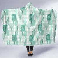 Aloha Hawaii Vintage Kahili Pa'a Lima Hooded Blanket Palaka Print Mossy Teal