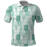 Aloha Hawaii Vintage Kahili Pa'a Lima Polo Shirt Palaka Print Mossy Teal LT7 Mossy Teal - Polynesian Pride
