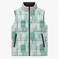 Aloha Hawaii Vintage Kahili Pa'a Lima Sleeveless Puffer Jacket Palaka Print Mossy Teal