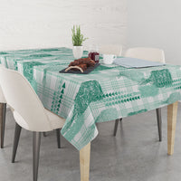 Aloha Hawaii Vintage Kahili Pa'a Lima Tablecloth Palaka Print Mossy Teal