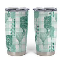 Aloha Hawaii Vintage Kahili Pa'a Lima Tumbler Cup Palaka Print Mossy Teal