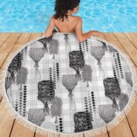 Aloha Hawaii Vintage Kahili Pa'a Lima Beach Blanket Palaka Print Hinahina