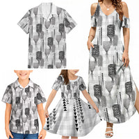 Aloha Hawaii Vintage Kahili Pa'a Lima Family Matching Summer Maxi Dress and Hawaiian Shirt Palaka Print Hinahina LT7 - Polynesian Pride