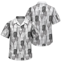 Aloha Hawaii Vintage Kahili Pa'a Lima Family Matching Summer Maxi Dress and Hawaiian Shirt Palaka Print Hinahina LT7 Son's Shirt Gray - Polynesian Pride