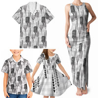 Aloha Hawaii Vintage Kahili Pa'a Lima Family Matching Tank Maxi Dress and Hawaiian Shirt Palaka Print Hinahina LT7 - Polynesian Pride
