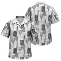 Aloha Hawaii Vintage Kahili Pa'a Lima Family Matching Tank Maxi Dress and Hawaiian Shirt Palaka Print Hinahina LT7 Son's Shirt Gray - Polynesian Pride