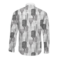 Aloha Hawaii Vintage Kahili Pa'a Lima Long Sleeve Button Shirt Palaka Print Hinahina LT7 - Polynesian Pride