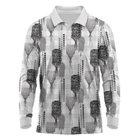 Aloha Hawaii Vintage Kahili Pa'a Lima Long Sleeve Polo Shirt Palaka Print Hinahina
