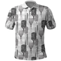 Aloha Hawaii Vintage Kahili Pa'a Lima Polo Shirt Palaka Print Hinahina LT7 Gray - Polynesian Pride