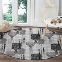 Aloha Hawaii Vintage Kahili Pa'a Lima Round Carpet Palaka Print Hinahina