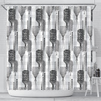 Aloha Hawaii Vintage Kahili Pa'a Lima Shower Curtain Palaka Print Hinahina